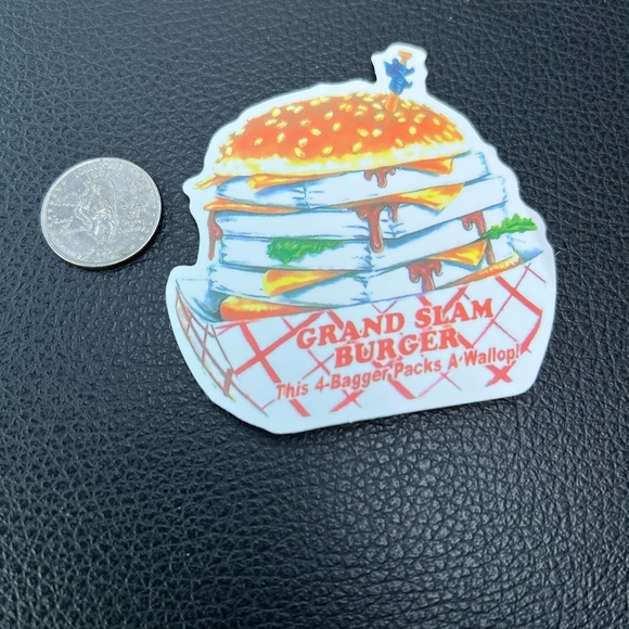 Grand Slam Burger Crude Rude Blunt Brand Parody 80s 90s Blunt Funny Sticker - Picture 3 of 4
